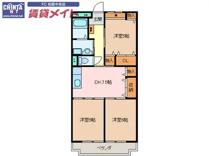 エクセレンス(3DK/3階)の間取り写真