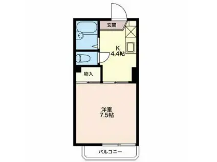 ベルメゾン安茂里(1K/1階)の間取り写真