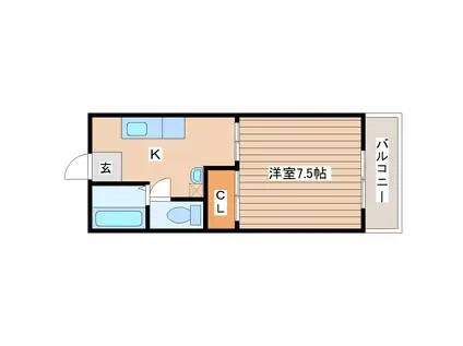 レコルテ90(1K/1階)の間取り写真