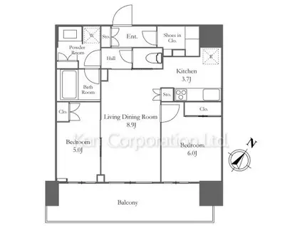HARUMI FLAG PORT VILLAGE(2LDK/6階)の間取り写真