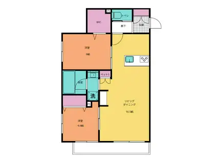 ラ・カーサ セレッソ イースト(2LDK/1階)の間取り写真