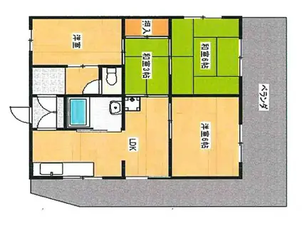 ペディコート神戸舞子坂(1LDK/1階)の間取り写真