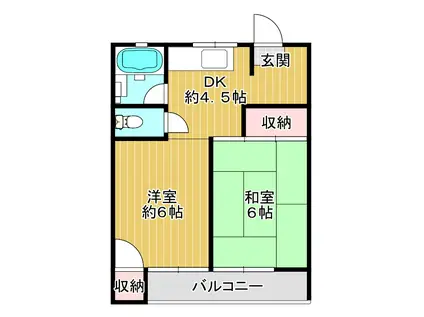 奥田マンション(2DK/1階)の間取り写真