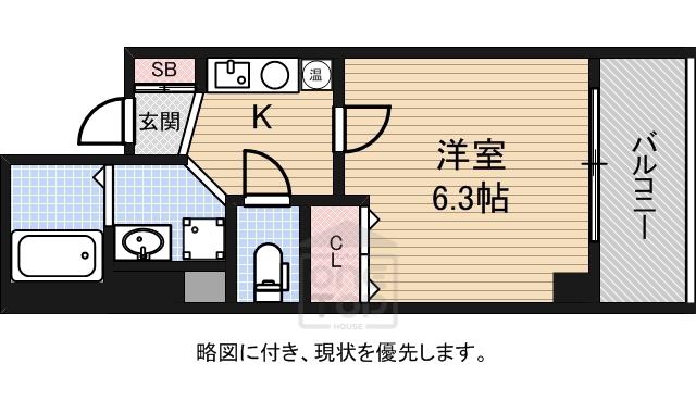 みおつくし東なんば(1K/2階)の間取り写真