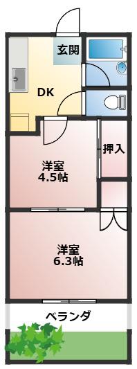 コーポST(2DK/1階)の間取り写真