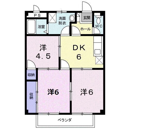 アヴェニールF(3DK/2階)の間取り写真