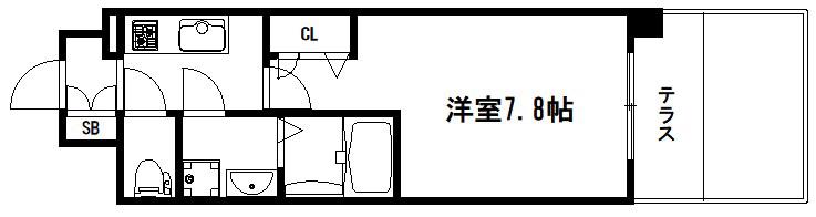 エスリード京都梅小路アヴェニテ(1K/1階)の間取り写真