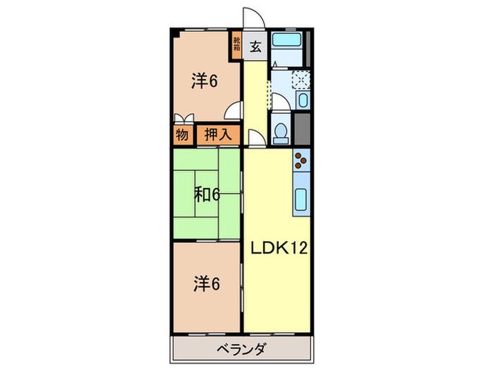 シャトー竹内(3LDK/1階)の間取り写真