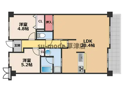 メゾンドール瀬田公園都市1番館(2LDK/10階)の間取り写真