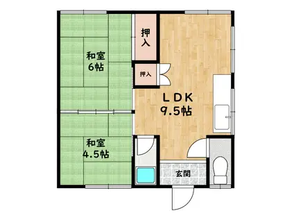 高尾二丁目アパート(2LDK/2階)の間取り写真