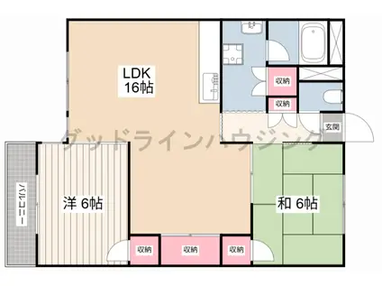 ヤシログリーンパレス(3LDK/2階)の間取り写真