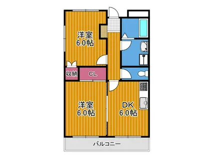 廣谷ビル(2DK/2階)の間取り写真