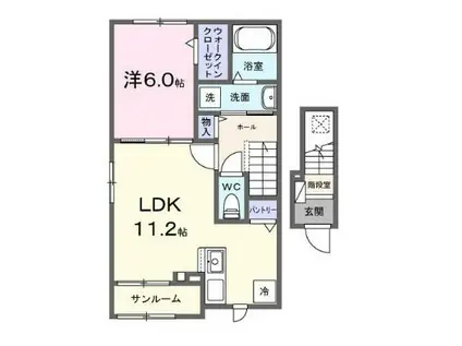 ファヴール駒場(1LDK/2階)の間取り写真