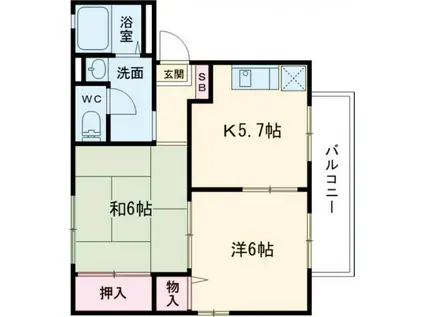 グローリー木村(2K/1階)の間取り写真