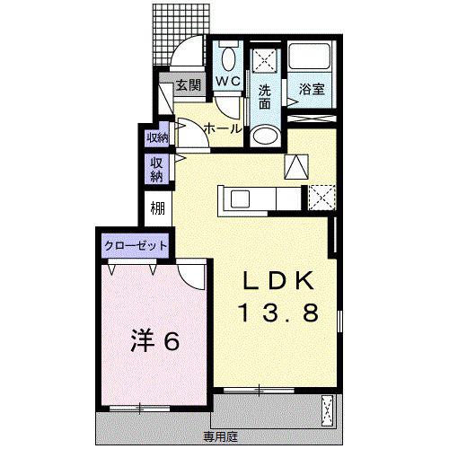アトランティス(1LDK/1階)の間取り写真