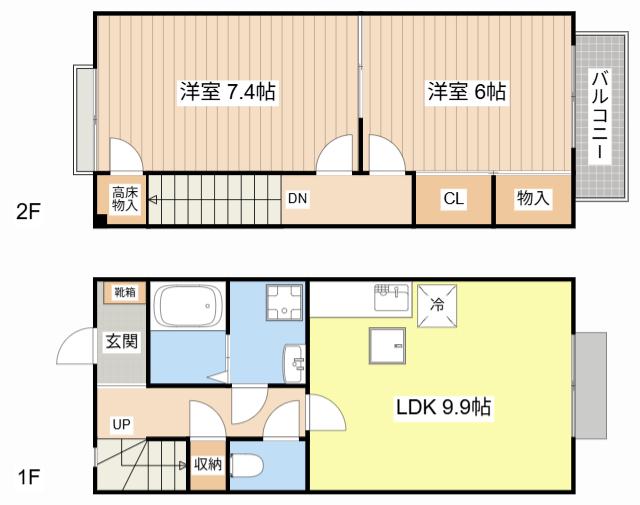 BONHEUR 水郷(2LDK/1階)の間取り写真