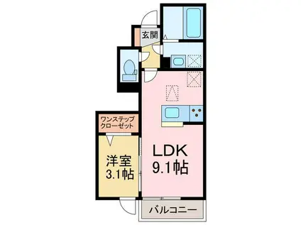 フルール ドゥ リリー(1LDK/1階)の間取り写真