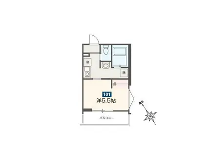 MELLAS新座II(1K/1階)の間取り写真