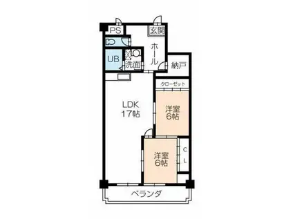 フィオーレ草間(2SLDK/2階)の間取り写真
