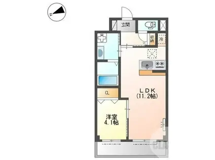 EARTH WELL(1LDK/2階)の間取り写真