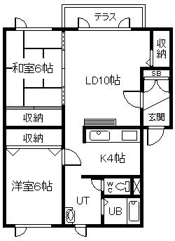 エスティパレス神居B(2LDK/1階)の間取り写真