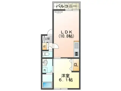 アイMS長町(1LDK/1階)の間取り写真