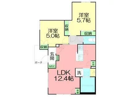 国府津メゾン(2LDK/1階)の間取り写真