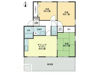 FO.トロワ木太A(3DK/1階)の間取り写真