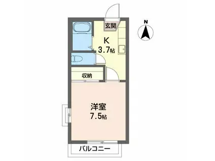 ハウスグリーンヒルB(1K/2階)の間取り写真