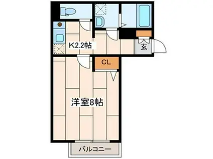 メープルハイツ(1K/1階)の間取り写真