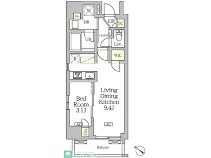 アジールコート松濤(1LDK/6階)の間取り写真