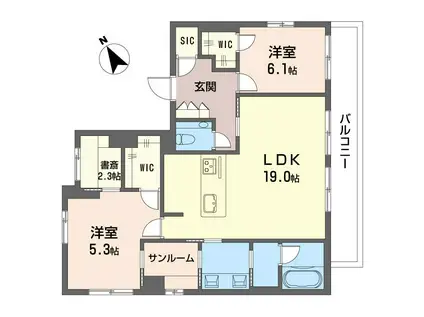 グレイス市谷台町(2SLDK/4階)の間取り写真
