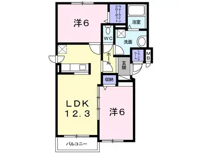 クロムシード(2LDK/3階)の間取り写真