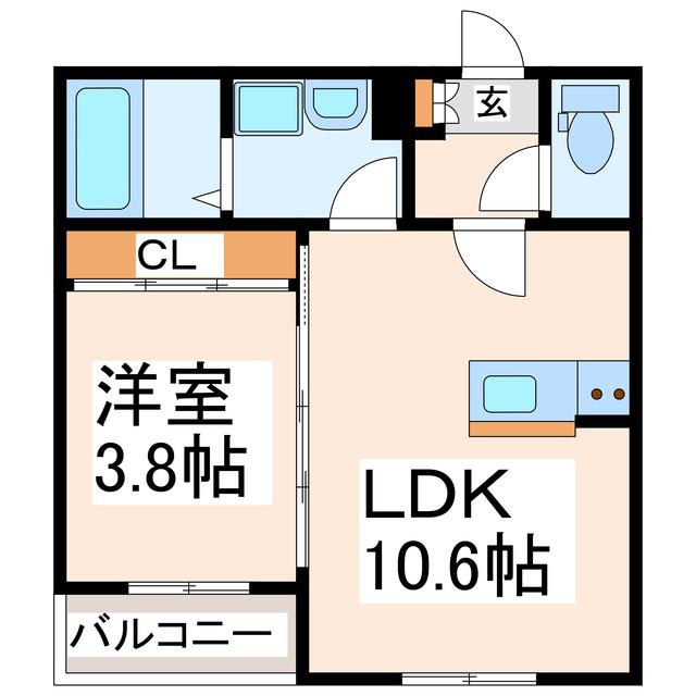 グランソレイユ坪井(1LDK/1階)の間取り写真