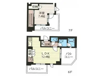 エスティメゾン北新宿(1LDK/6階)の間取り写真