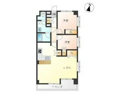 プラージュ今泉603(2LDK/6階)の間取り写真