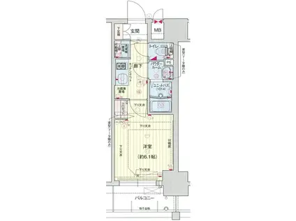 プレサンス新大阪ザシティ(1K/1階)の間取り写真