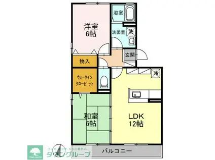 グレイスコートI(2LDK/2階)の間取り写真