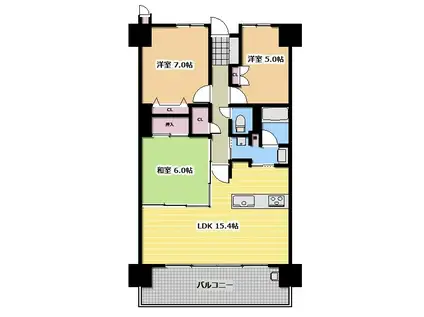 森 OSAKAイーストヴィル(3LDK/2階)の間取り写真