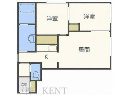 プレゼンス発寒南I(2LDK/3階)の間取り写真