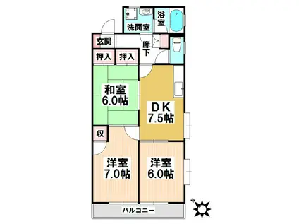 パラシオン豊岡(3DK/3階)の間取り写真