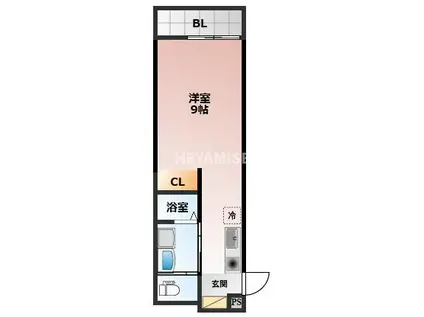 デ・クメール大橋(ワンルーム/2階)の間取り写真