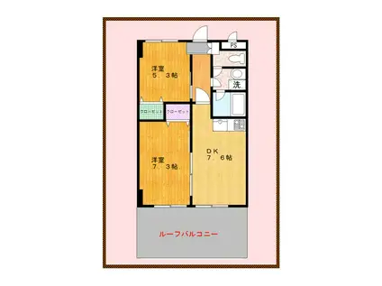 第一大幸ビル(2DK/2階)の間取り写真