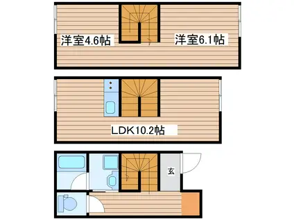 INHERIT木町通(2LDK/1階)の間取り写真