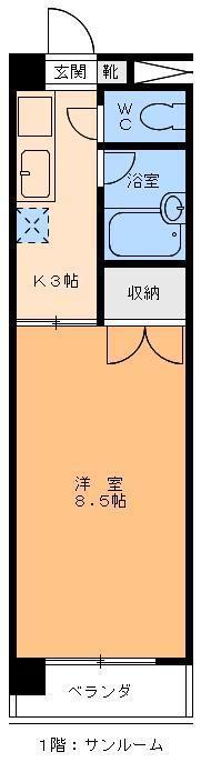 メゾンマキ(1K/3階)の間取り写真