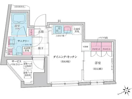 ステラメゾン三軒茶屋(1DK/9階)の間取り写真
