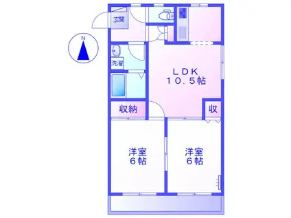 ヤマヒョウD館(2LDK/4階)の間取り写真