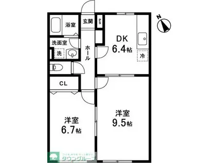 ヒラソールマルセイIII(2DK/1階)の間取り写真
