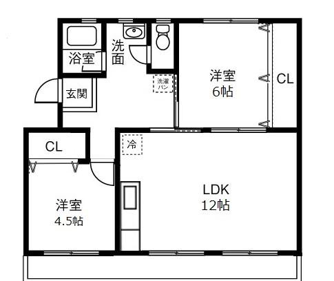 藤山台団地307号棟(2LDK/2階)の間取り写真