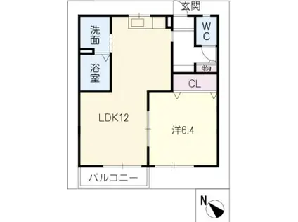 アルタ本城G棟(1LDK/2階)の間取り写真